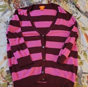 Joe Fresh Pink and Burgundy Striped Sweater